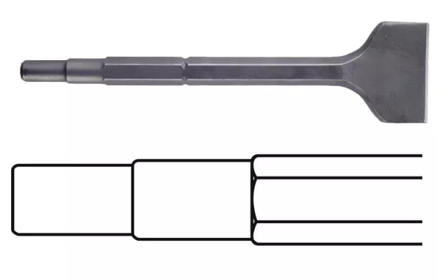 Burin bêche emmanchement 6 pans 19mm - extrémité arrondie Ø17mm